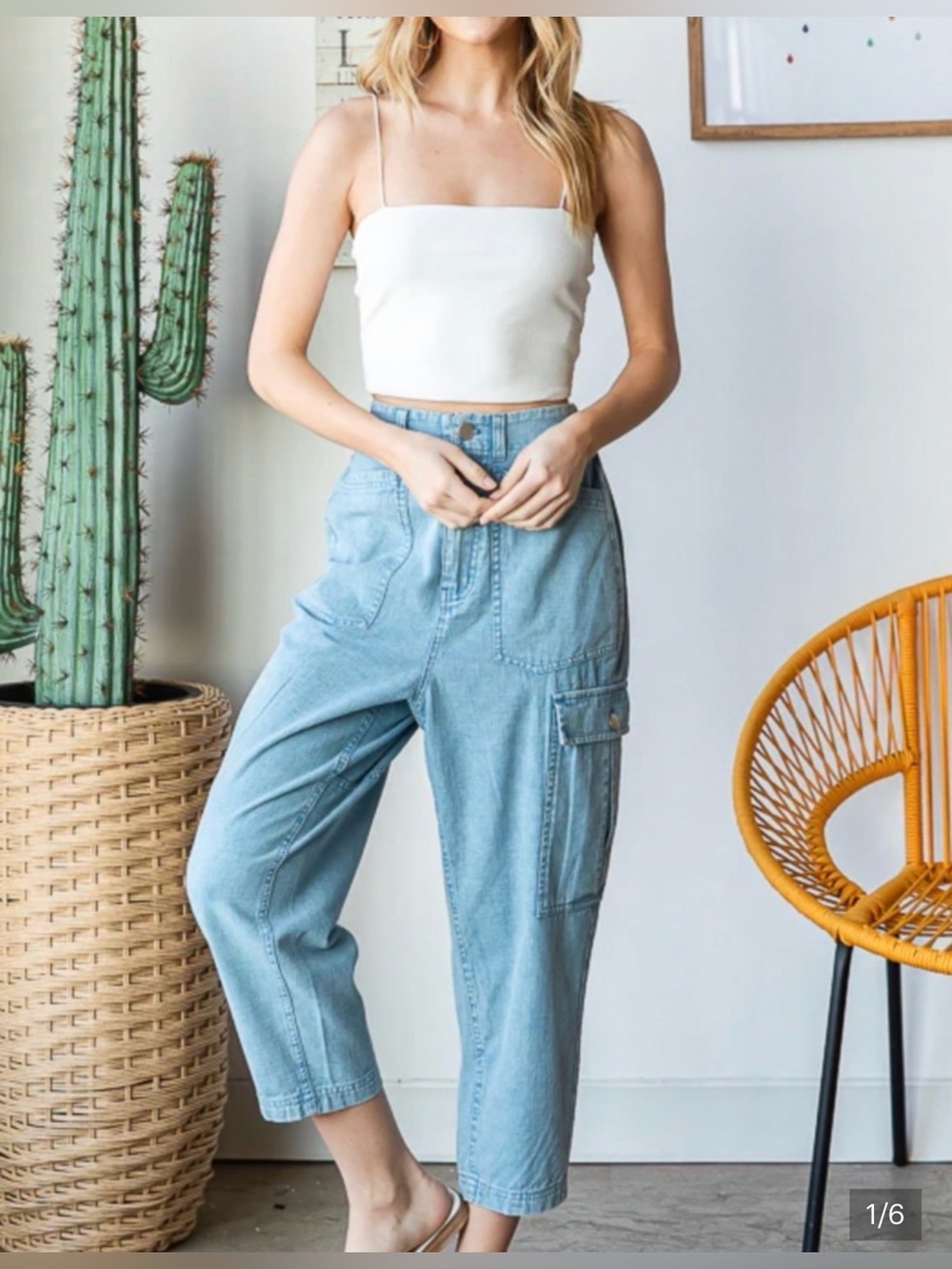 Oli & Hali Light Blue Cropped Cargo Pants